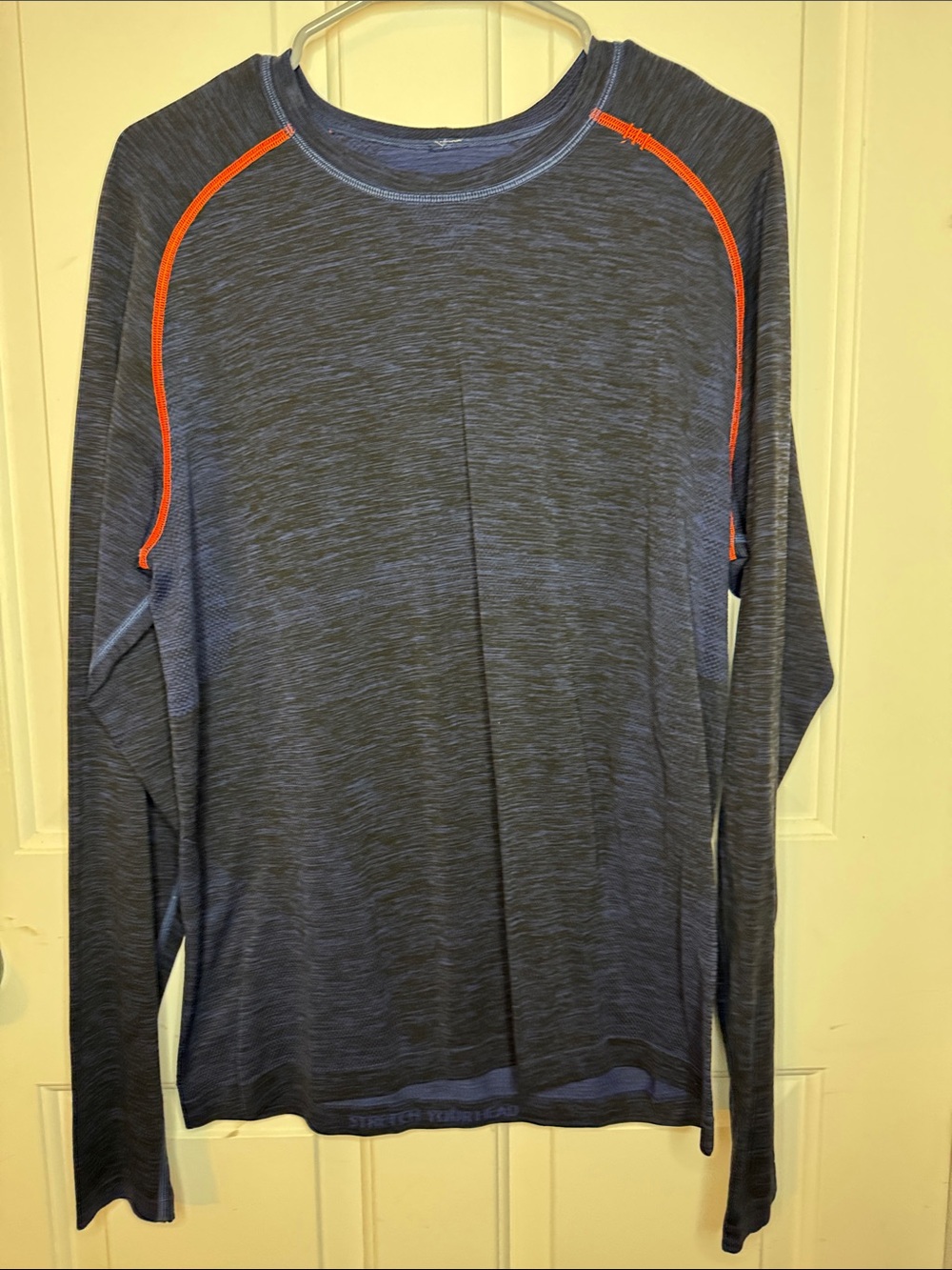lululemon athletica Men's Heathered Blue Long-Sleeve with Orange Accents
